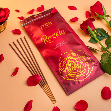 Rozela Rose Incense Sticks – Zipper Pouch for Soft Floral Aroma