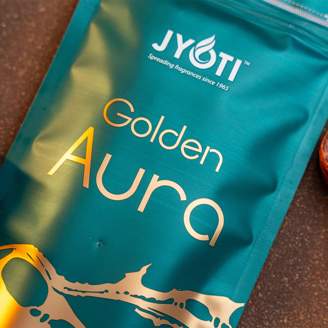 Golden Aura Incense Sticks – Zipper Pouch for Warm, Uplifting Fragrance